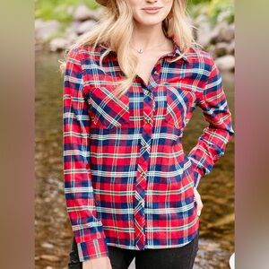 Grace & Lace Norwegian Plaid Super Soft Button Down Top